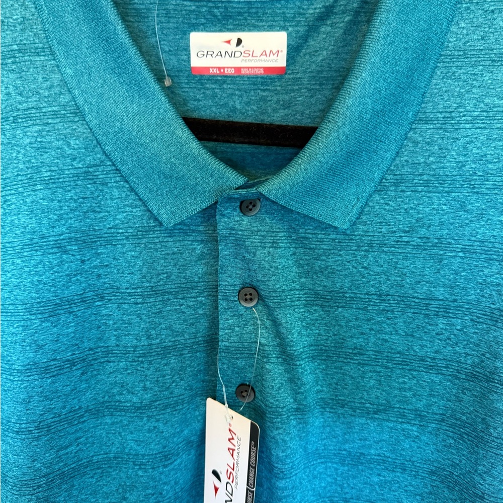 Grand Slam Men's Teal Polo Shirt, Sleeve and Collared solid Golf Shirt